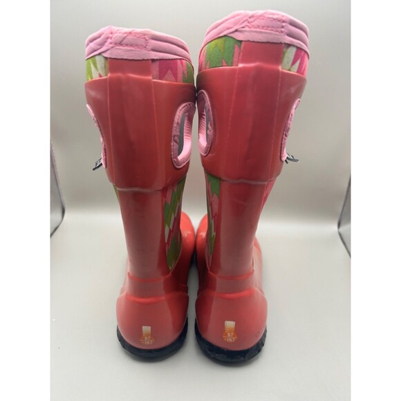 Bogs Rain Boots Kids Pink Green NH Native Pattern Waterproof 71841 YTH Size 4 - Picture 2 of 13